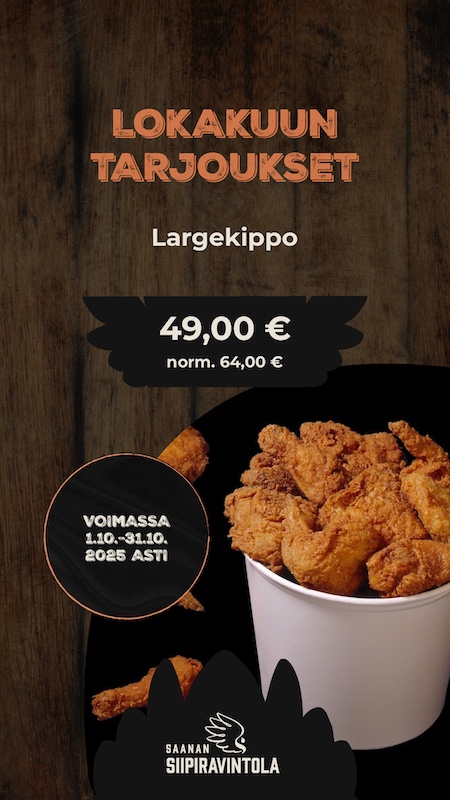 siipiravintola lokakuun tarjoukset